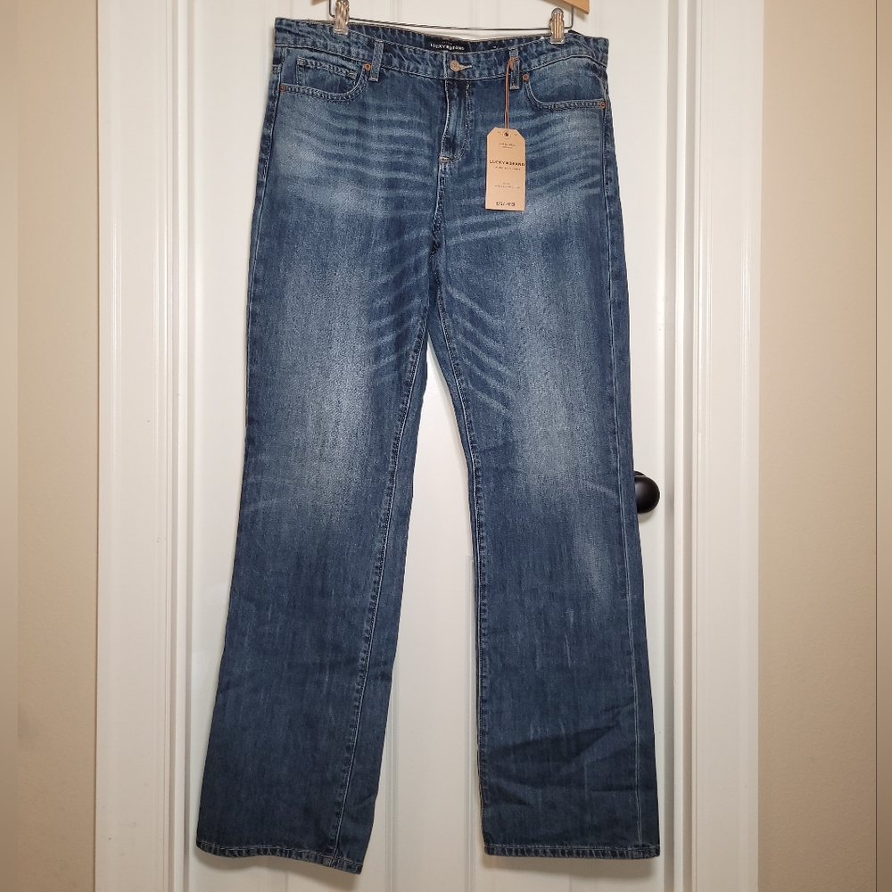 Lucky brand denim jeans size 14 long easy rider bootcut 100% cotton nwt